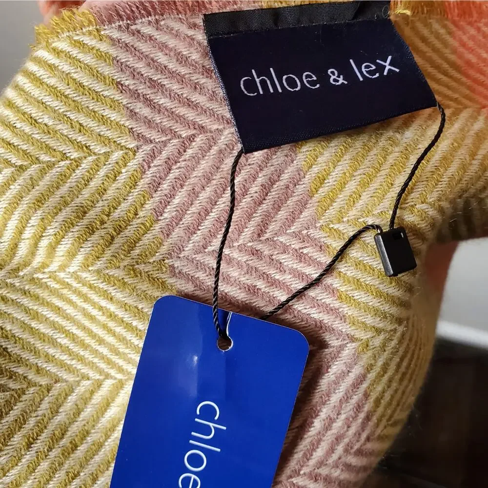 Chloe & Lex Multicolor Chevron Scarf Wrap XL 26.5 x 80 Cozy Boho Scandi NEW Flaw